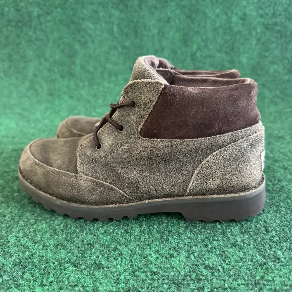 UGG Orin Bomber Leather Boots Shoes Lace Up Casual Kids Size 3 Brown 1013503K